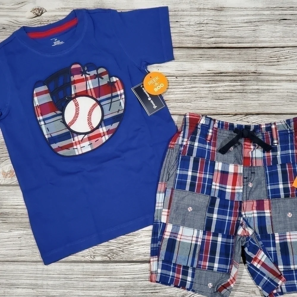 5T T-Shirts 4T Shorts Baseball Outfit Gymboree NWT